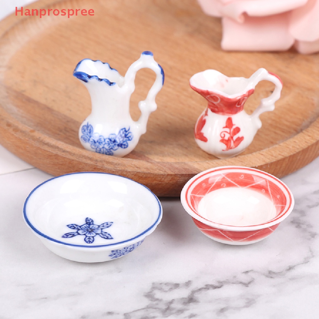 Bộ 2 Nồi Sứ Đựng Trái Cây Trang Trí Nhà Búp Bê Tỉ Lệ 1: 12