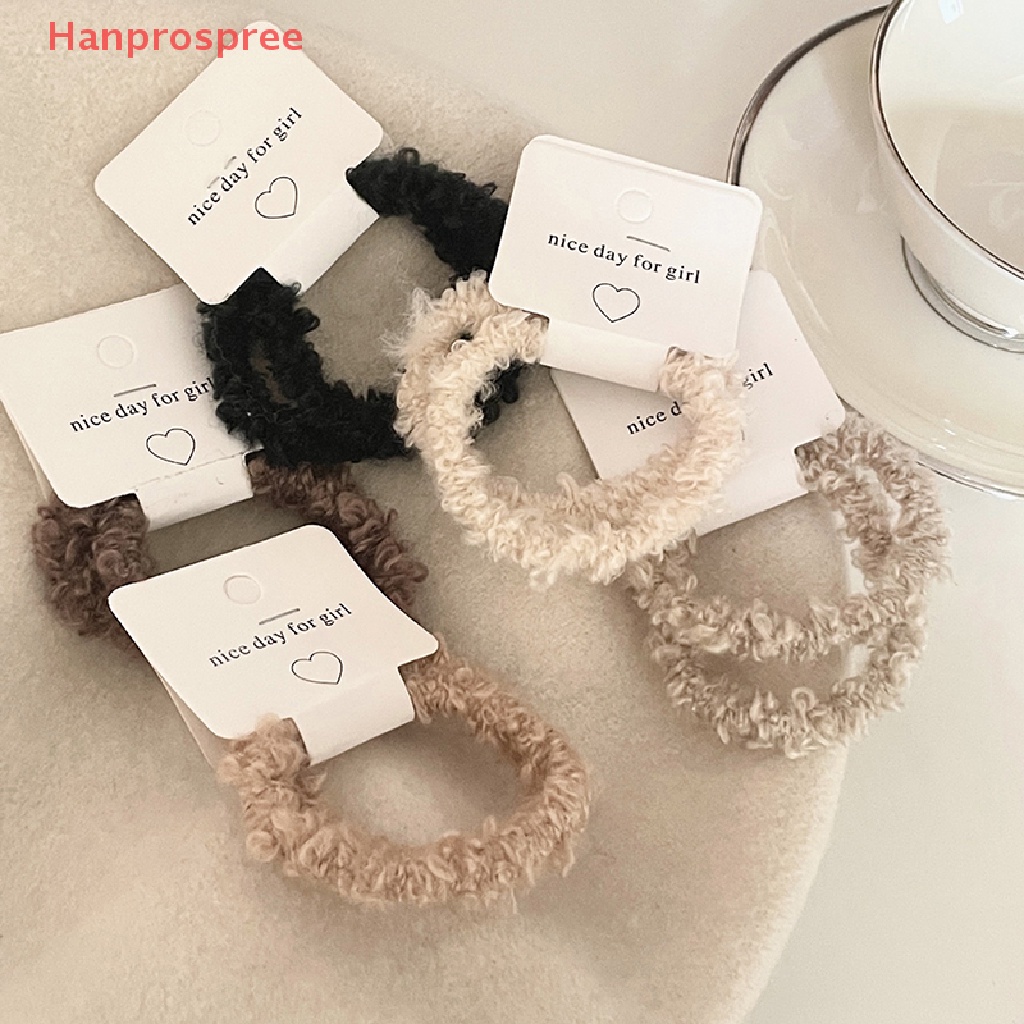 Set 2 Dây Buộc Tóc Cao Su Co Giãn Bọc Vải Lông Nhiều Màu Sắc Thời Trang Cho Nữ