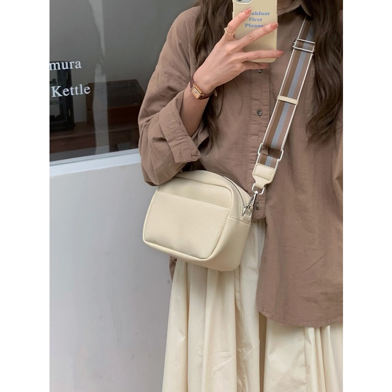 Túi Da PU Đeo Chéo Màu Trơn Thời Trang Dành Cho Nữ