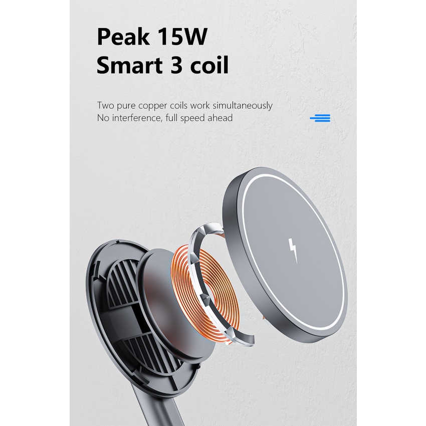 Đế Sạc Nhanh Không Dây 15W Có Nam Châm Bằng Hợp Kim Dành Cho Điện Thoại / Iwatch