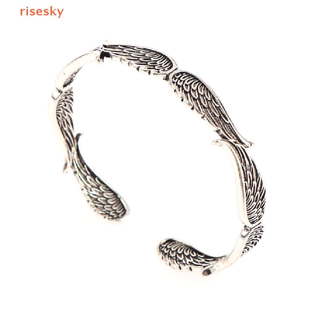 Vòng Tay Hở Hình Đôi Cánh Thiên Thần Bằng Kim Loại Phong Cách Retro Sáng Tạo Dành Cho Nam Nữ