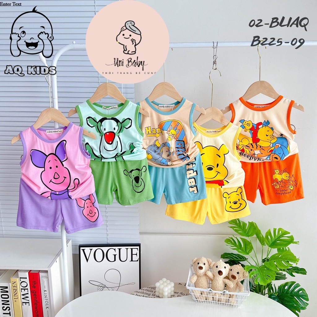 Bộ Ba Lỗ Thun Lạnh Minlybaby Bé Trai Size đại, Hình In Hoạt Hình Gấu POOH Dễ Thương - Unibaby - BLIAQ