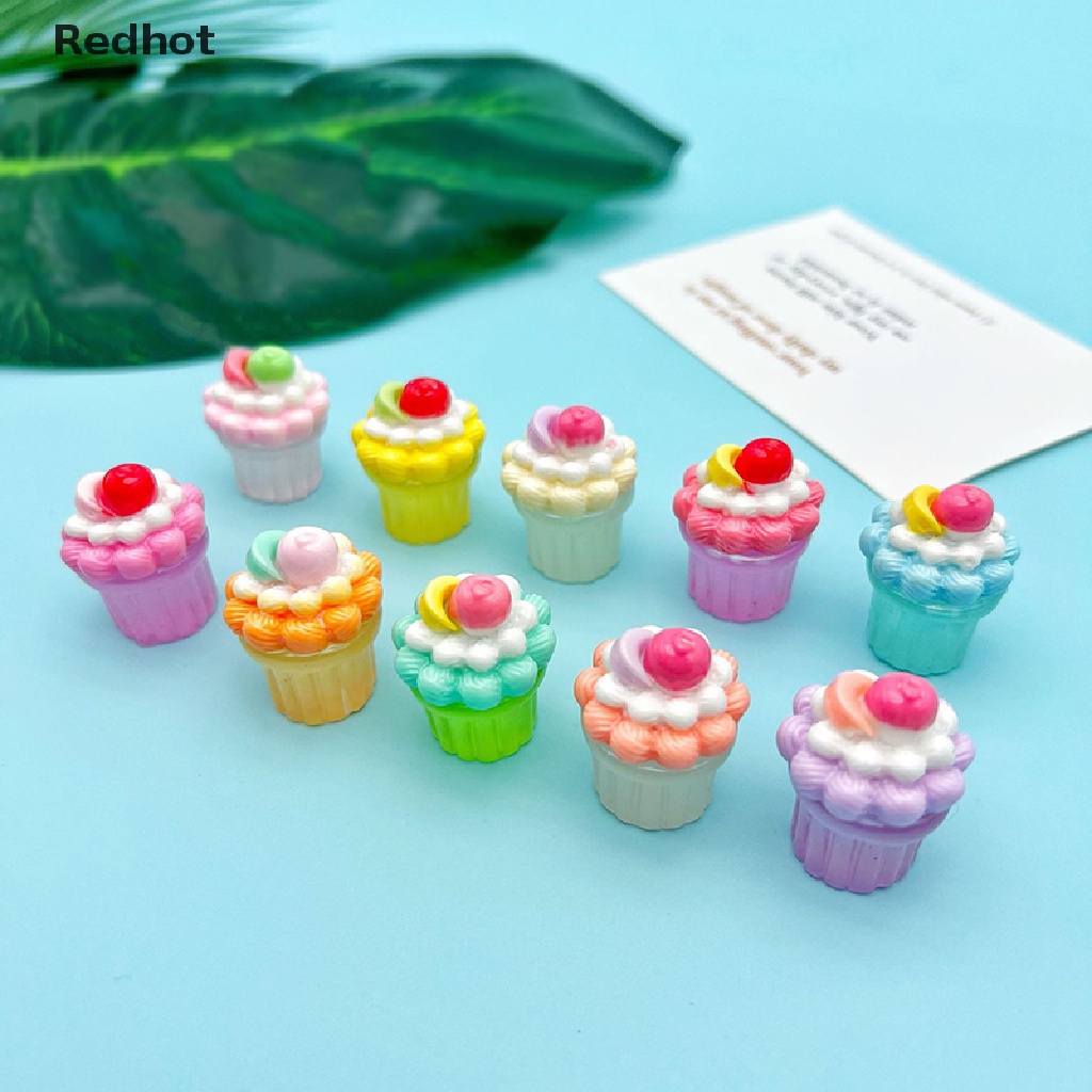< Redhot > Bộ 2 Đồ Chơi Mô Phỏng Cốc Bánh Kem Phát Sáng Bằng Nhựa Resin Dễ Thương Trang Trí Nội Thất