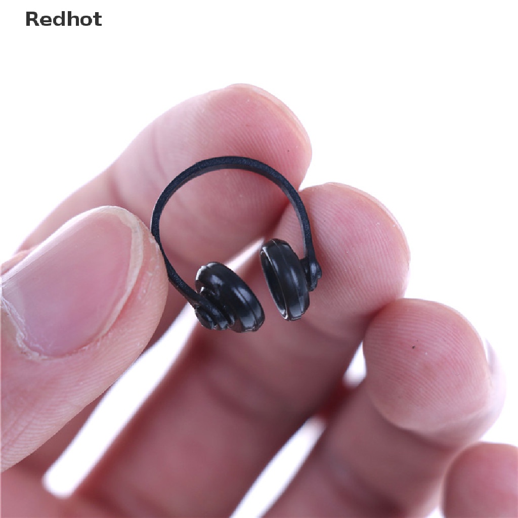 &lt; Redhot &gt; Phụ Kiện Tai Nghe Cho Nhà Búp Bê Màu Đen Tỉ Lệ 1 / 12