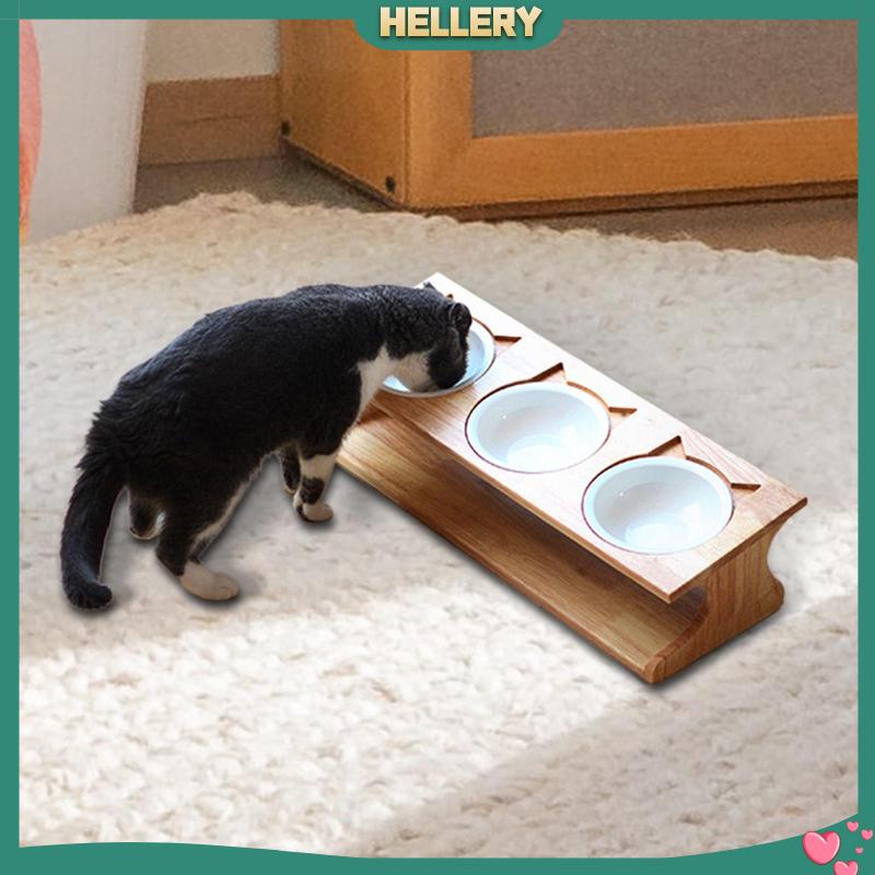Bát Gỗ Đựng Thức Ăn Cho Mèo 3 Trong 1