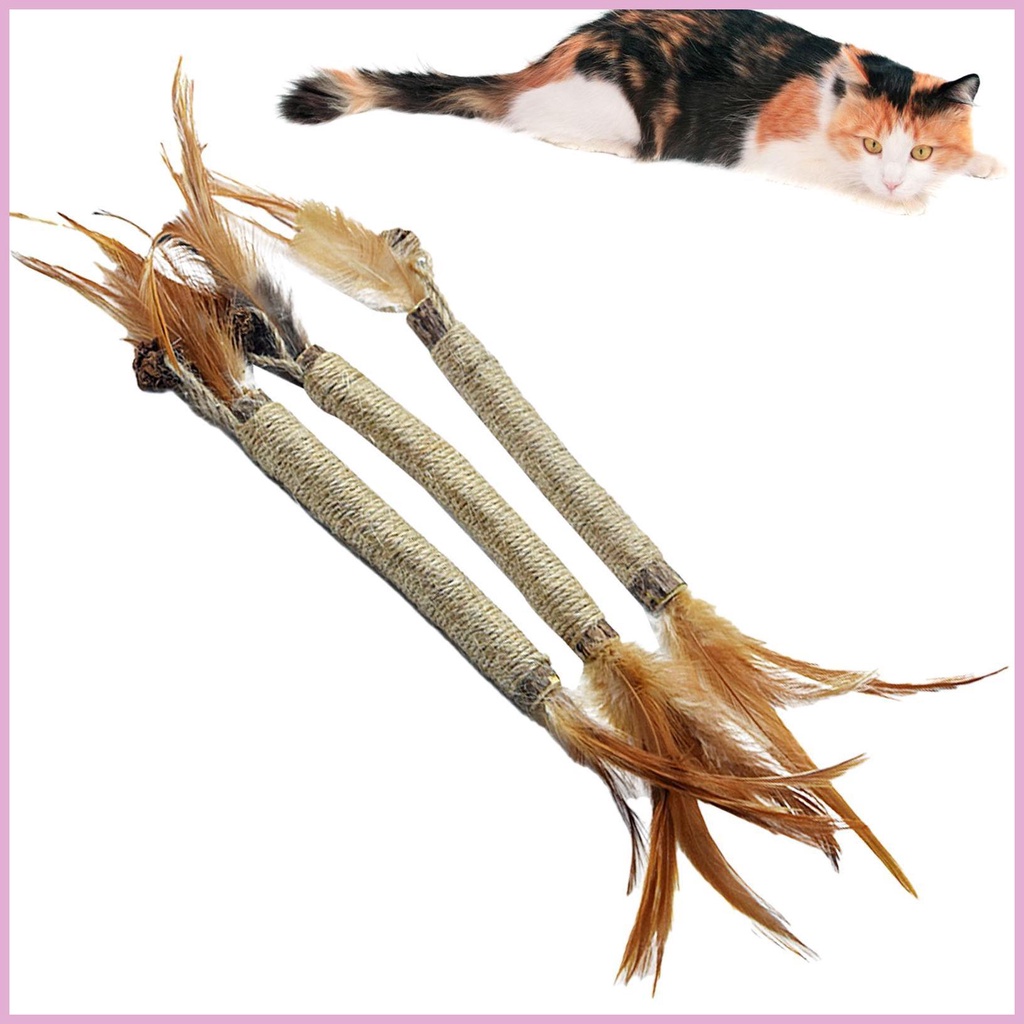 Đồ Chơi Nhai Gặm Bằng Lục Giác Phối Lông Vũ Mềm Mại Cho Mèo Cưng