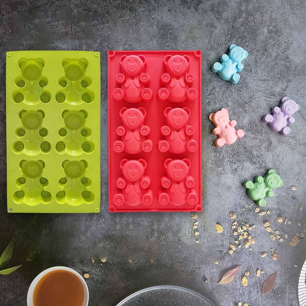 Khuôn Silicone 6 Ngăn Làm Bánh Hình Gấu Đáng Yêu F2F2