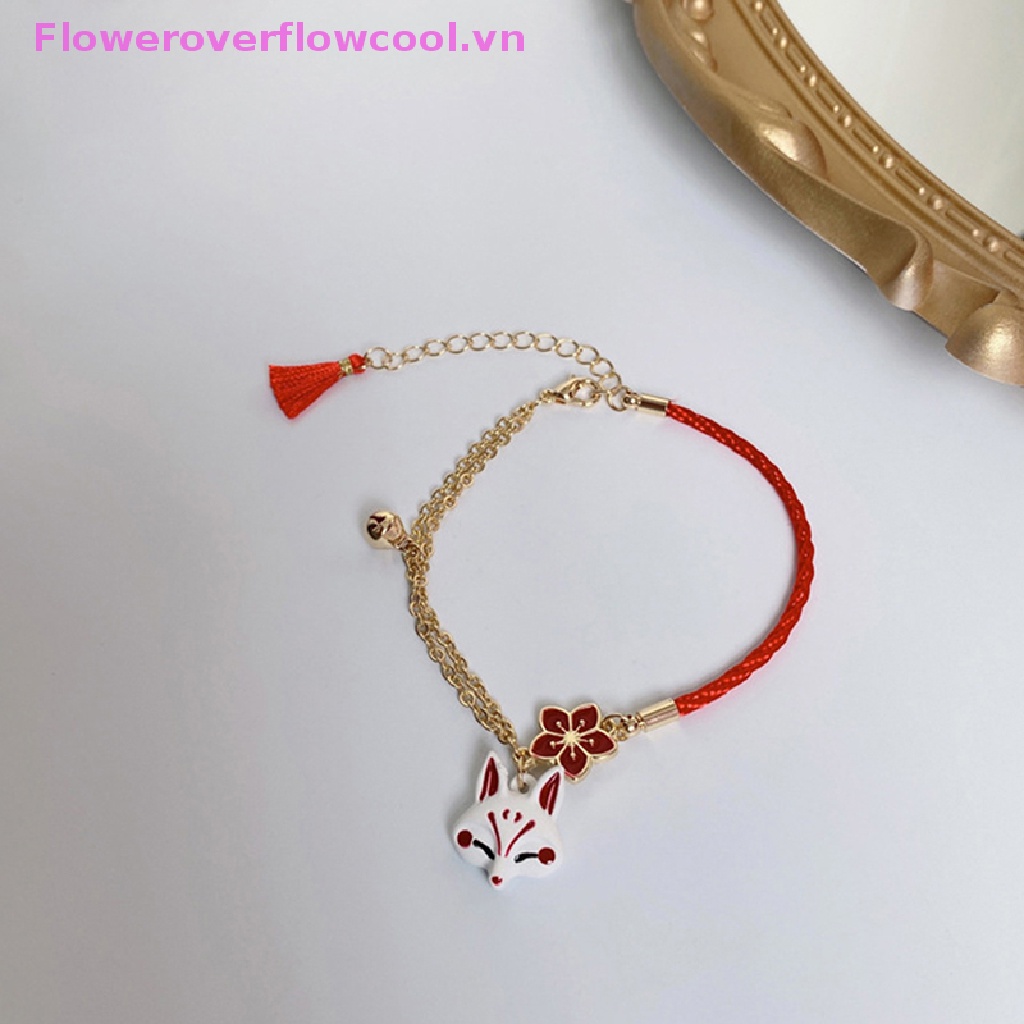 Vòng Đeo Tay May Mắn Họa Tiết Hoa Và Cáo Hoạt Hình Dễ Thương Thời Trang Cho Nữ