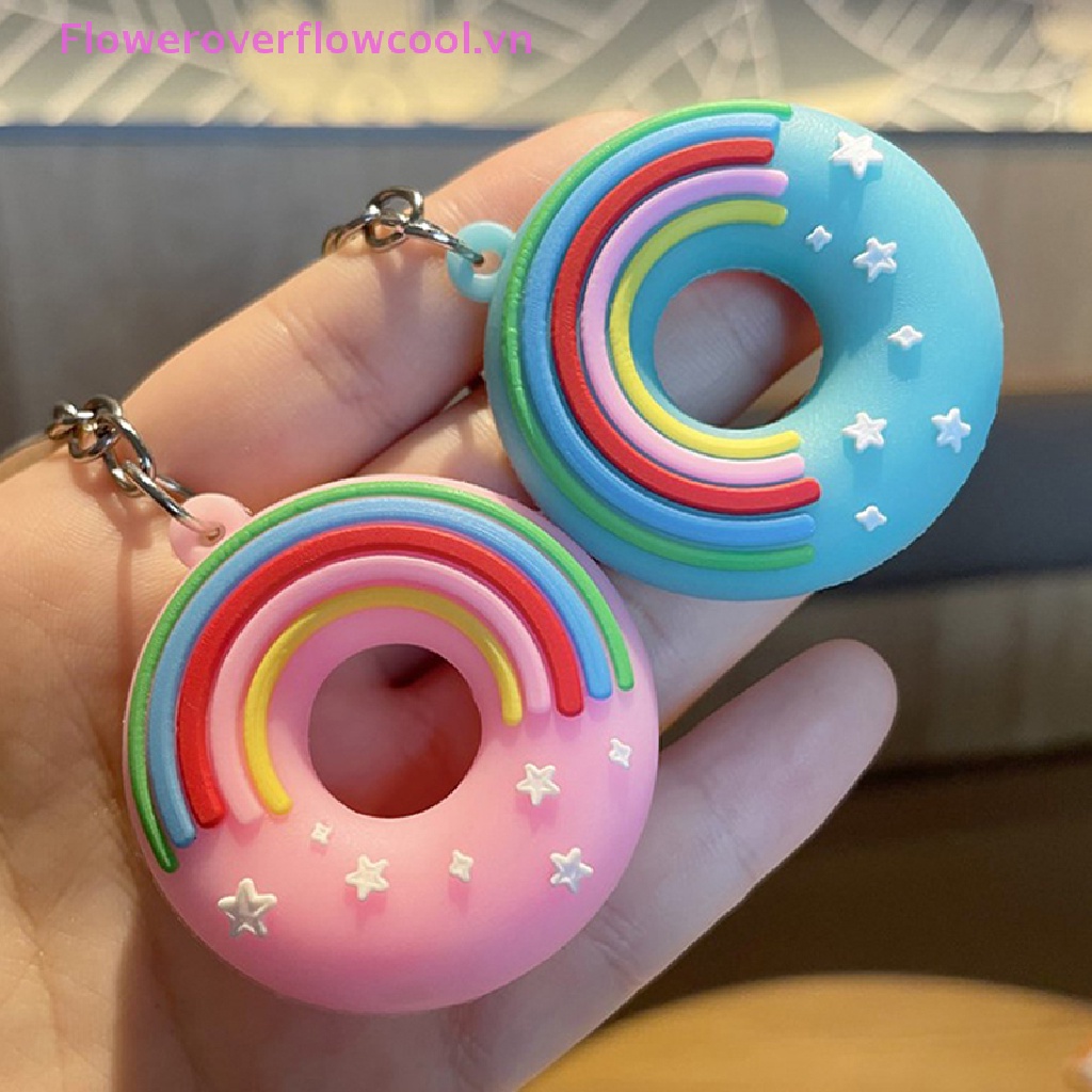 Coollady Móc Khóa Hình Bánh Donut Bằng PVC Dễ Thương Cho Cặp Đôi