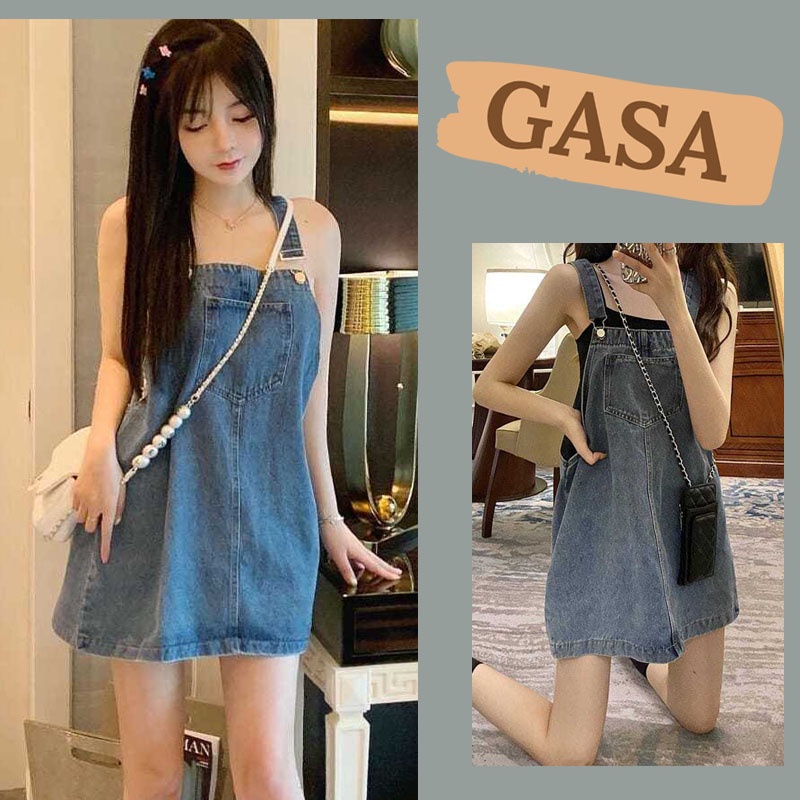 Váy Yếm Denim Ngắn Dáng Rộng Kiểu Vintage Hàn Quốc Thiết Kế Đơn Giản Cho Học Sinh