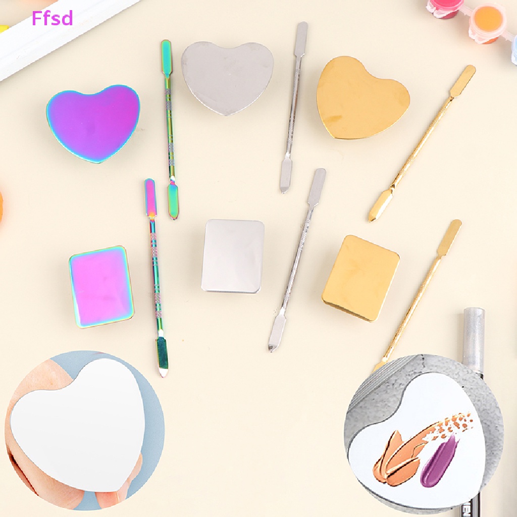 {Ffsd} Bảng Pha Màu Trang Điểm Móng Tay Bằng Thép Không Gỉ Cho Nữ