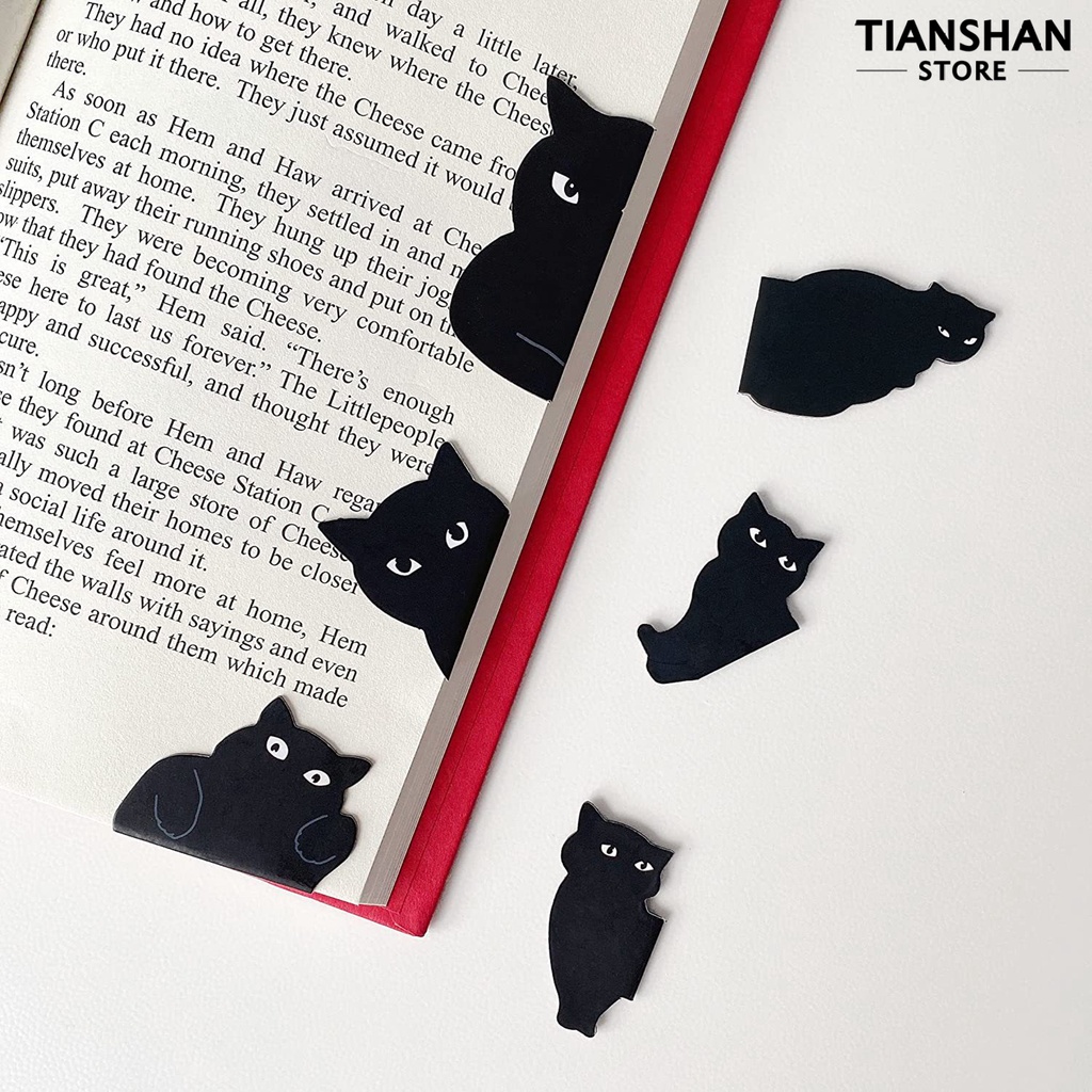 Tianshan Set 6 Bookmark Hình Mèo Đen Đáng Yêu