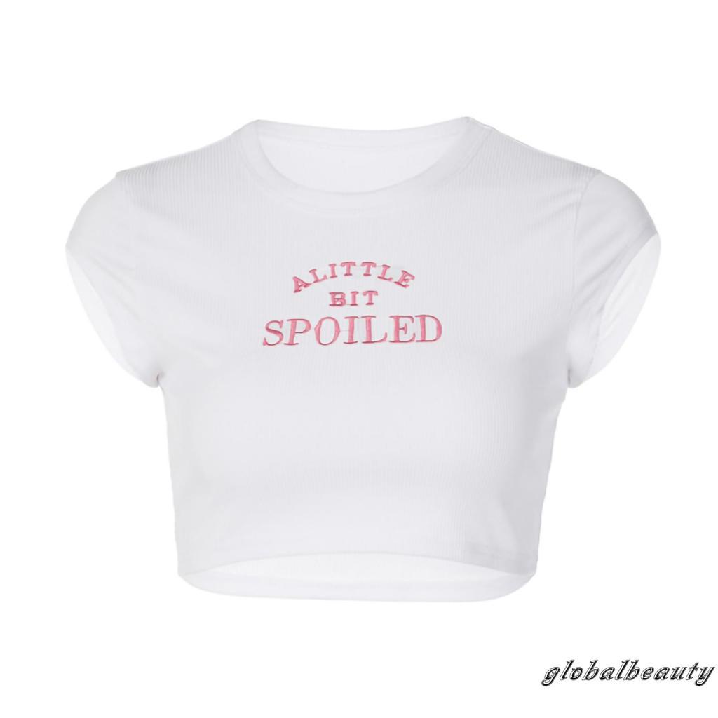 Áo Thun Tay Ngắn Hở Rốn Họa Tiết Chữ Thời Trang Mùa Hè Cho Nữ