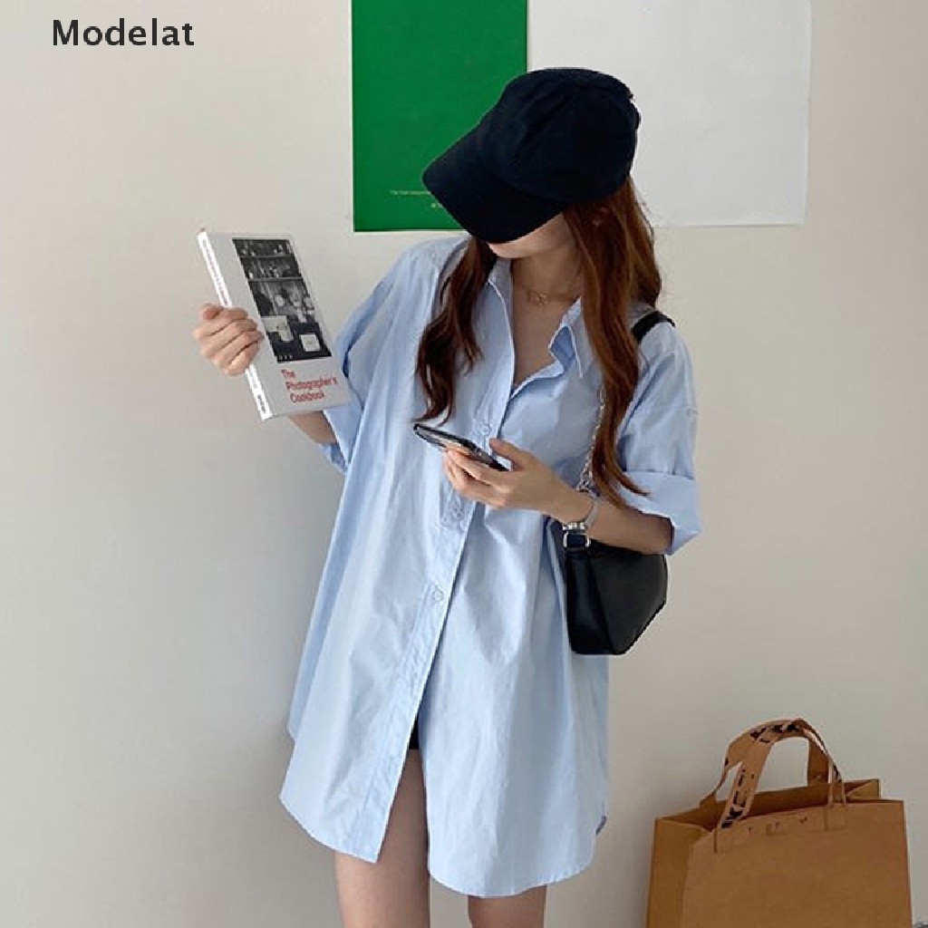 Mfc Đầm Sơ Mi Cài Nút Màu Trơn Đơn Giản Phong Cách Đường Phố Hàn Quốc