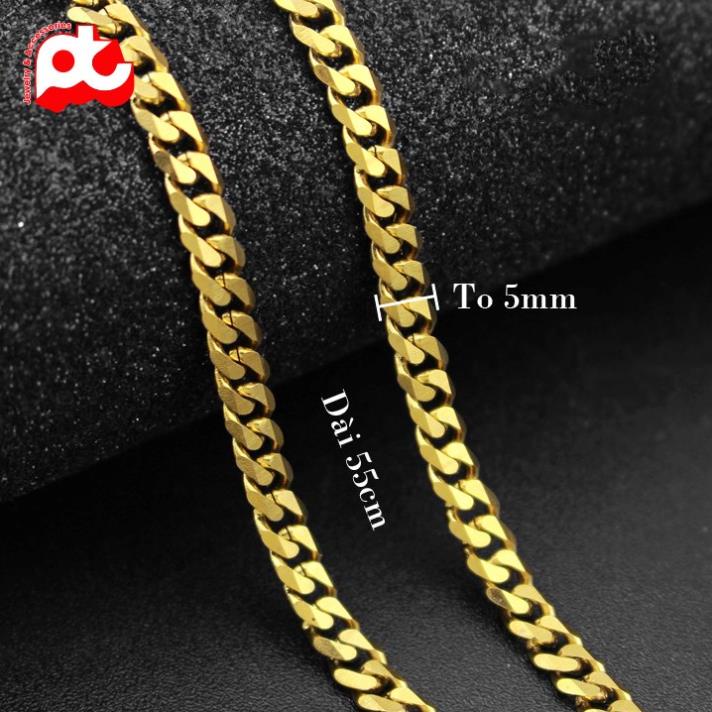 Dây chuyền nam cao cấp titan thời trang rẻ đẹp titan thép không gỉ lặc xéo ahihi.official kích cỡ 5mm mạ vàng PTDCNA176