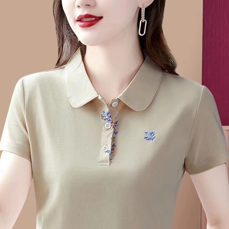 Áo polo Tay Ngắn Dáng Rộng Màu Sắc Đơn Giản Thời Trang Mùa Hè Phong Cách Hàn Quốc Cho Nữ
