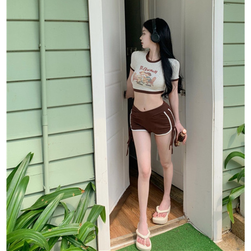 Áo Thun Lửng Ngắn Tay In Họa Tiết Vui Nhộn Quyến Rũ Dành Cho Nữ