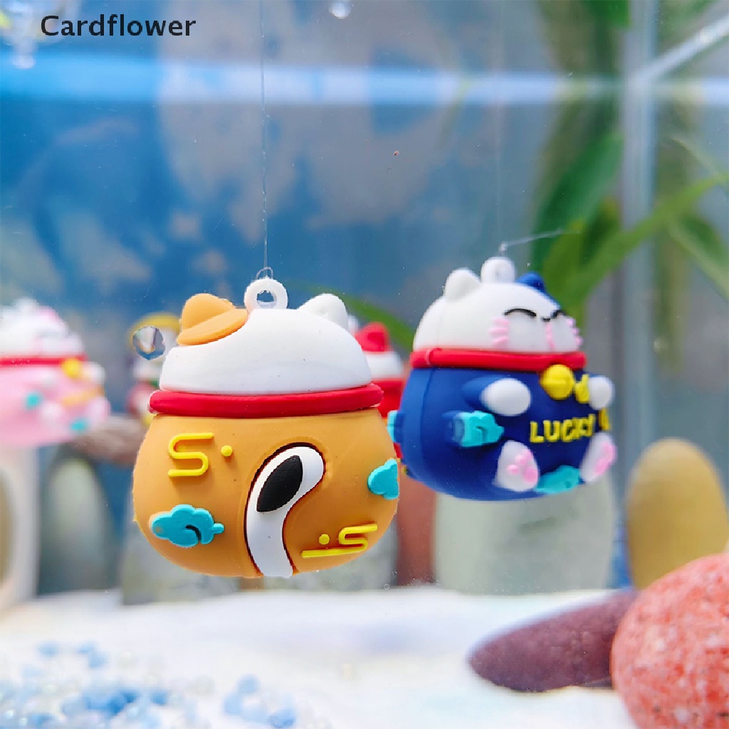&lt; Cardflower &gt; Đồ Trang Trí Hồ Cá Hình Mèo May Mắn Bằng Nhựa Resin Sáng Tạo
