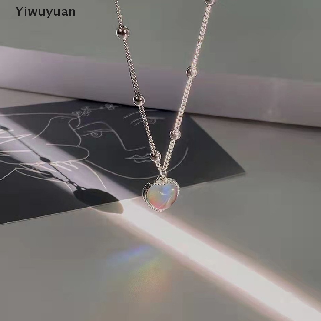 < Yiwuyuan > Vòng cổ Chuỗi Hạt Bằng Thép Không Gỉ Mặt Hình Trái Tim Đổi Màu Cảm Xúc Thời Trang Hàng Mới Đang Bán Chạy