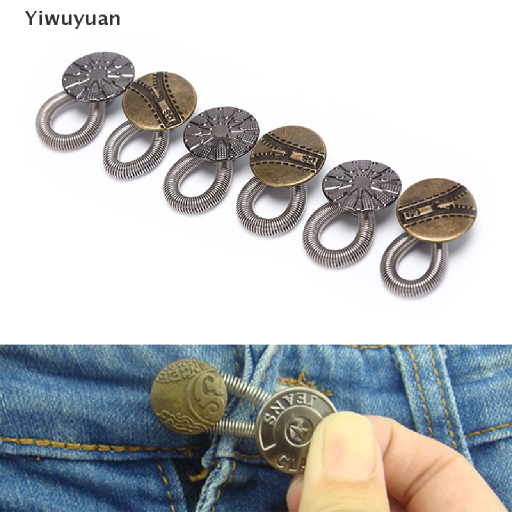 < Yiwuyuan > Set 6 Quần Jean Nới Rộng Lưng Co Giãn Cài Nút Kim Loại Sửa Chữa Tức Thì