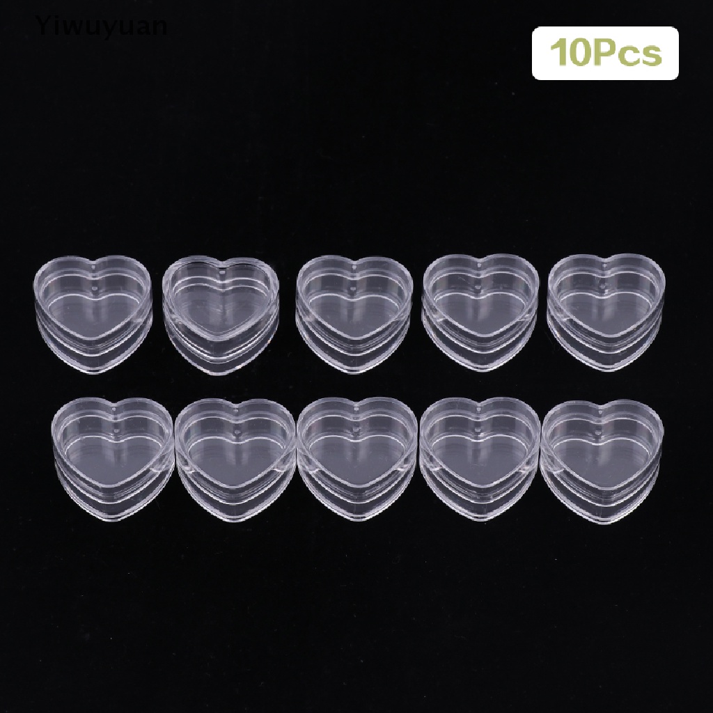 < Yiwuyuan > Set 10 Hũ Nhựa Rỗng Trong Suốt Đựng Kem Mini Hình Trái Tim