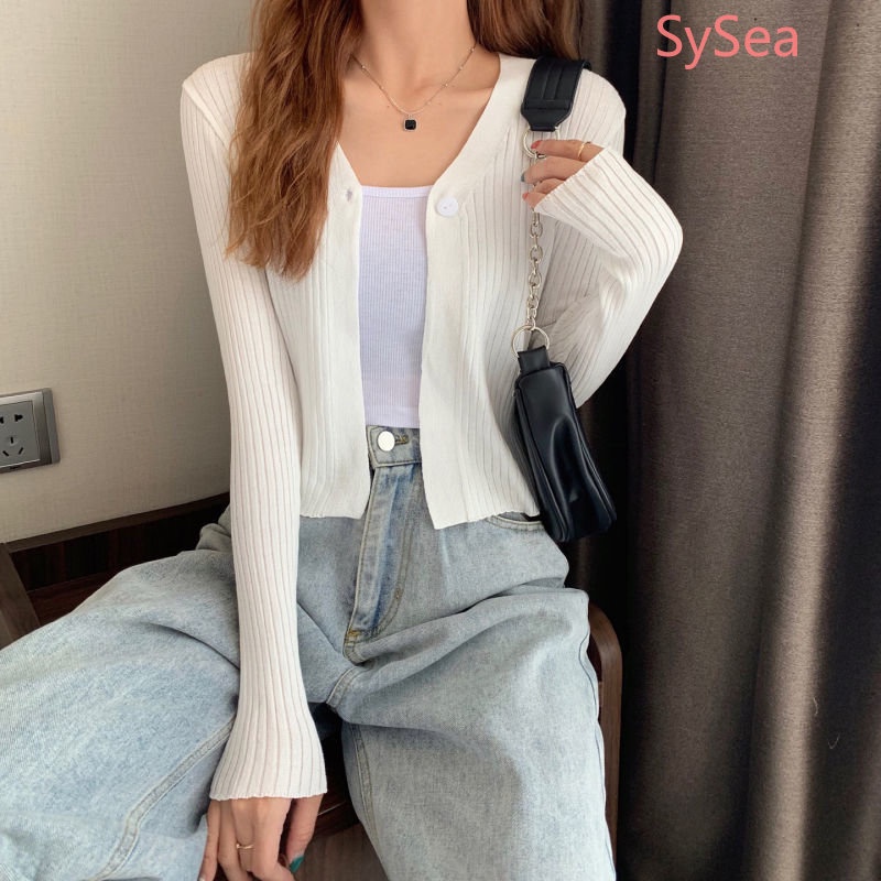 Áo Cardigan Tay Dài Cổ Chữ V Thời Trang Hàn Quốc Cho Nữ