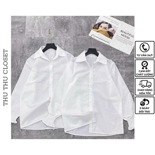 Áo sơ mi trắng nữ tay bo chun, sơ mi kiểu dáng rộng siêu xinh