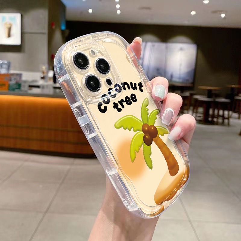 ✅Ốp Điện Thoại Mềm Trong Suốt Chống Sốc In Họa Tiết Cây Dừa Cho Iphone 13promax 1112 Xr 14 8p7 / xs K1U3