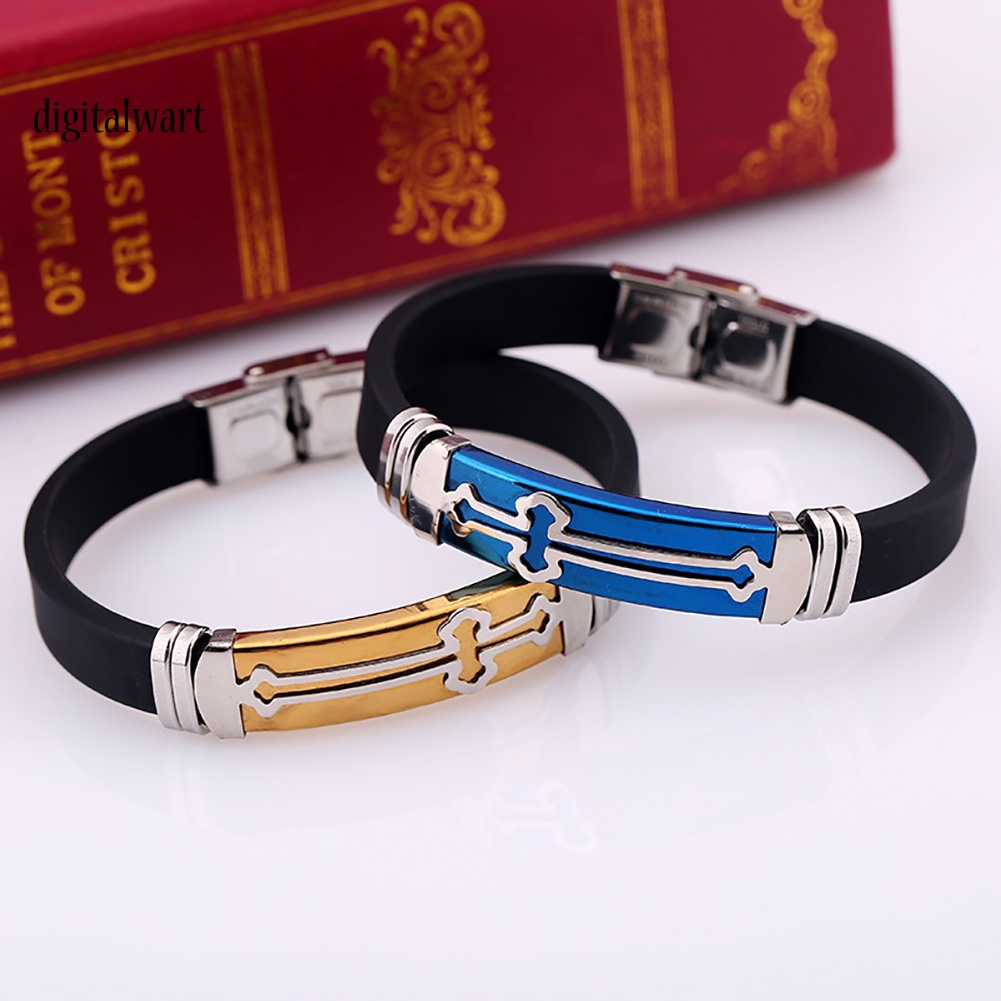 Kỹ Thuật Số| Vòng Tay Silicon Hoạ Tiết Thánh Giá Hợp Thời Trang Cho Nam