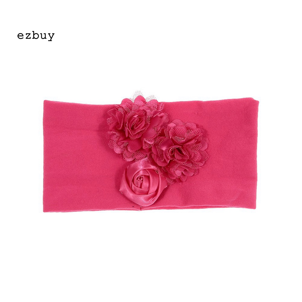 Băng Đô Hoa Hồng Vải Bản Rộng Co Giãn Trang Trí Dành Cho Bé Gái