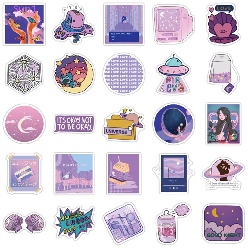 Bộ 50 Miếng Dán Họa Tiết Hoạt Hình Anime Dùng Trang Trí Ván Trượt / Guitar Sun1 &gt;