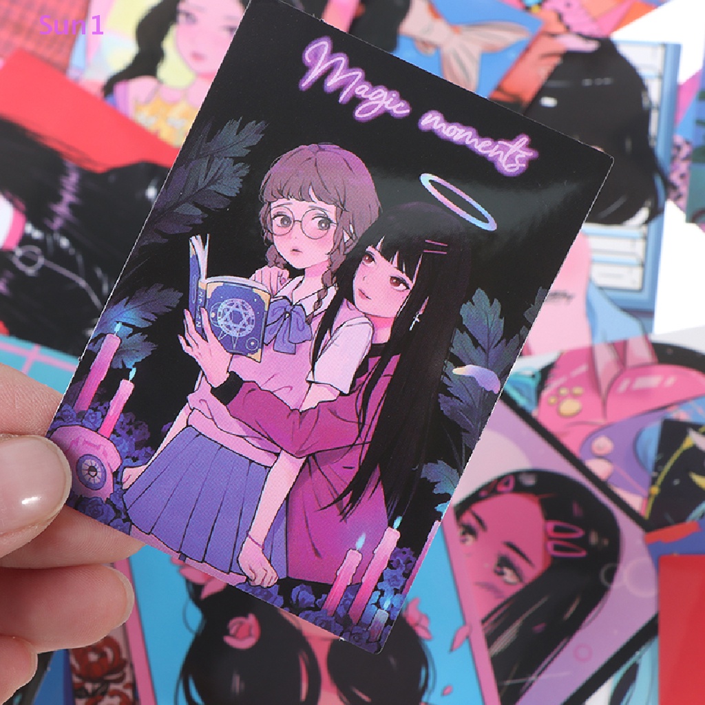 Set 37 Miếng Dán Hình Cô Gái Anime Nhật Bản Trang Trí Điện Thoại Laptop Vali DIY