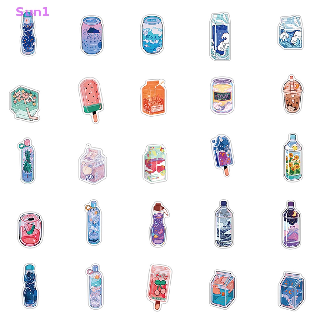 Sun1 > 50 Nhãn Dán PVC Hình Đồ Uống Mùa Hè Đáng Yêu Có Mùi Hương Hoạt Hình