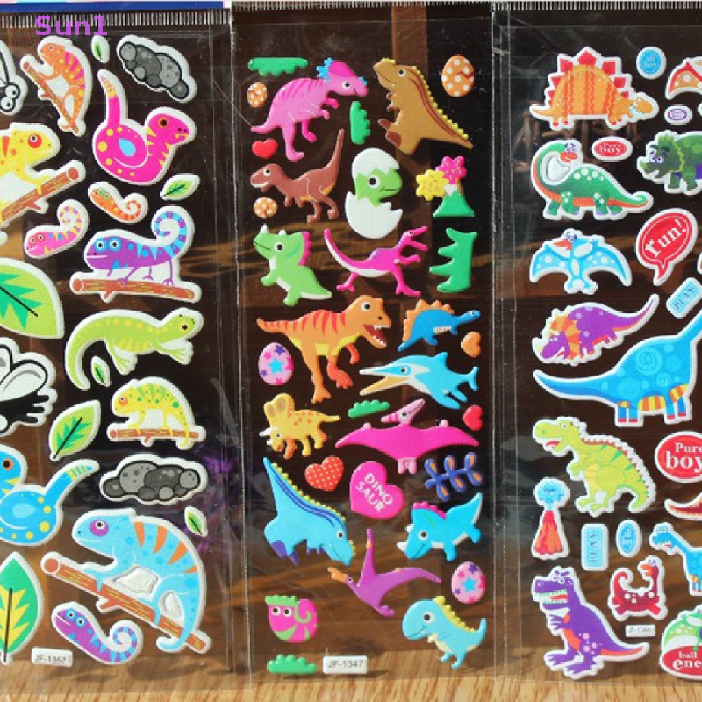 Set 10 Tấm 10 Miếng Dán Bong Bóng Họa Tiết Hoạt Hình 3D Trang Trí Sổ Tay Cho Bé Trai