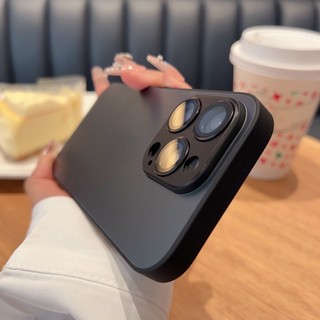Ốp Điện Thoại Mặt Kính Nhám Viền Kim Loại Chất Lượng Cao Cho iPhone 11 12 13 14 Pro MAX 14PLUS