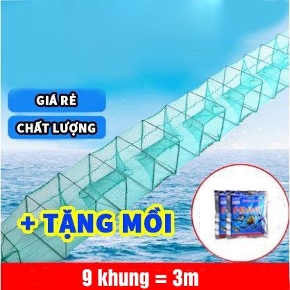 Lồng bát quái Dài 3M đến 8m + Tặng Mồi 1 gói mồi tôm,cua,cá,lươn,trạch Đồ Câu Simano