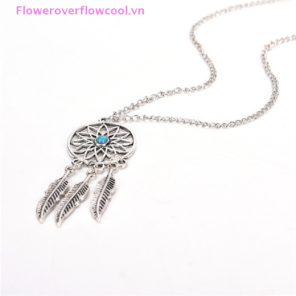 Bộ Vòng cổ + Bông Tai Hình Dreamcatcher + Lông Vũ Phong Cách Bohemian