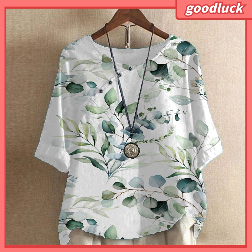 Áo Thun Tay Ngắn Cổ Tròn In Họa Tiết Hoa Phong Cách Vintage Thời Trang Mùa Hè