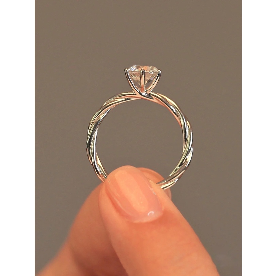 [Thời gian hoàng hôn] Nhẫn vàng đầy màu sắc Nữ Bạc Moissanite Nhẫn kim cương 18k Vàng hồng cầu hôn Nhẫn Carat cao cấp