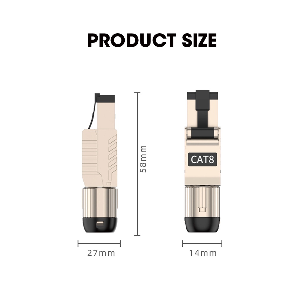Đầu Nối Kim Loại Zoeax RJ45 Cat8 Cat7 Cat6A RJ45 2000MHz 40G LAN 22AWG - 24AWG