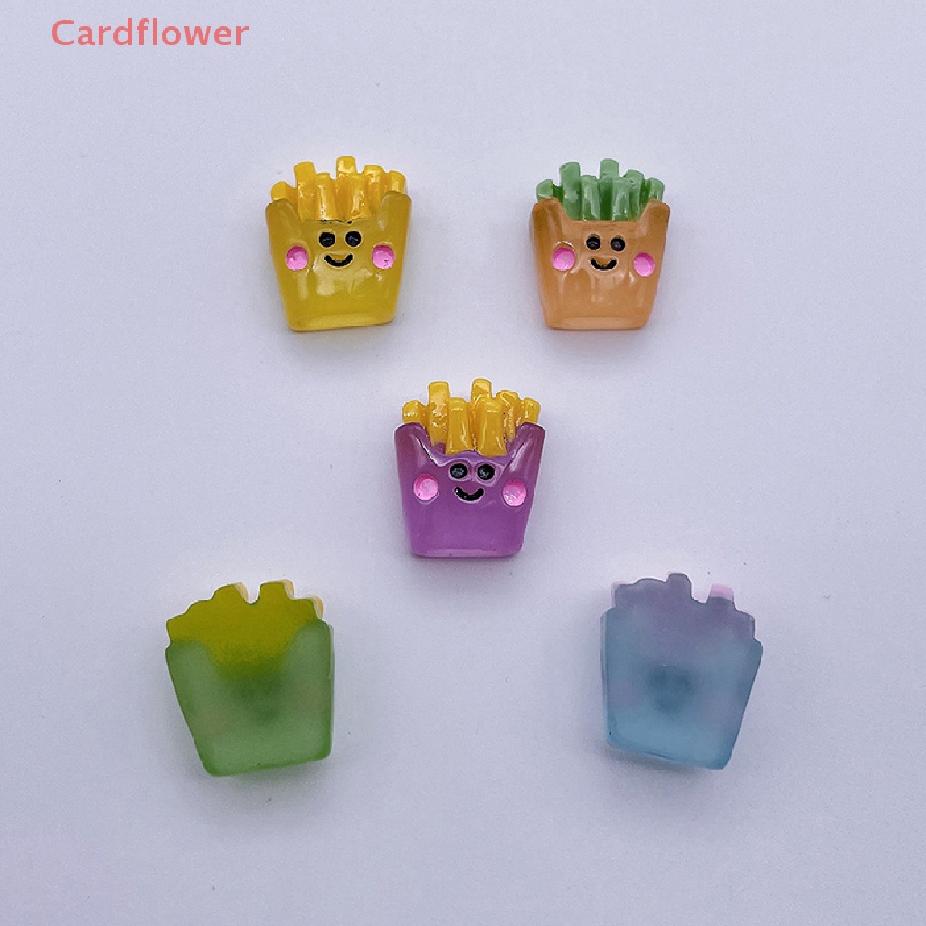 Bộ 2 Miếng Dán Hình Xe Hơi / Búp Bê / Khoai Tây Chiên Bằng Nhựa Resin Mini Phát Quang Diy Trang Trí Nhà Cửa Sân Vườn