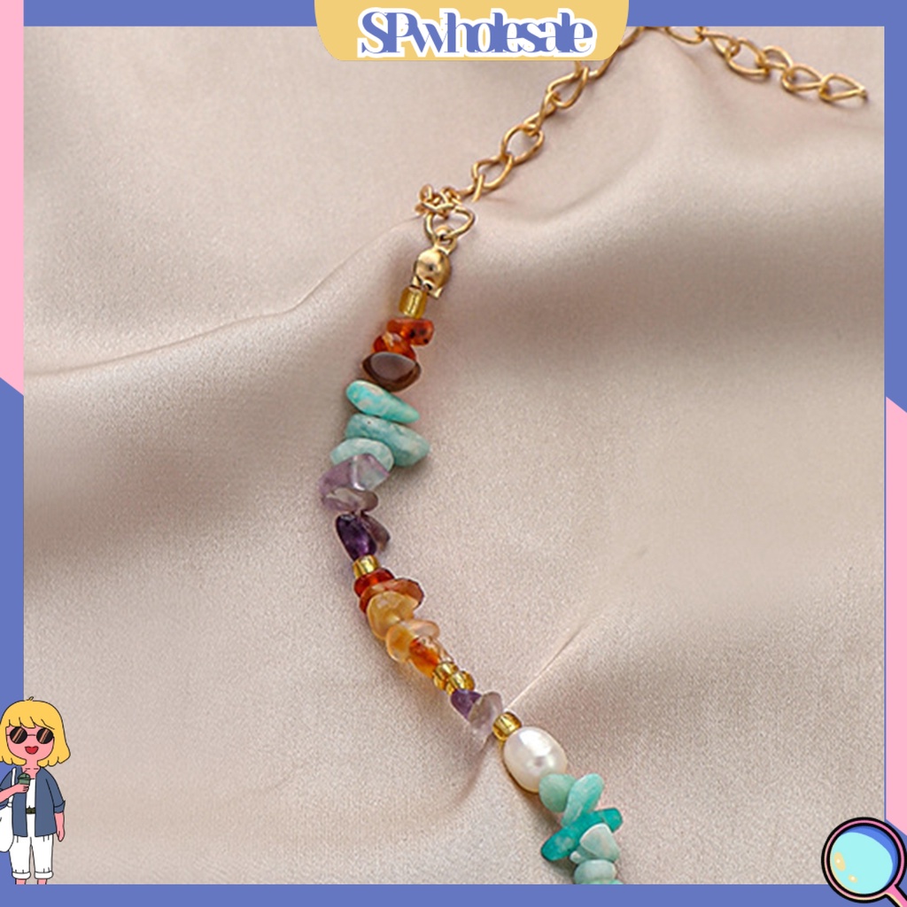 &lt; Spwholeale &gt; Vòng cổ Dạng Chuỗi Hạt Đá Tự Nhiên Nhiều Màu Sắc Có Thể Điều Chỉnh Thời Trang Mặc Hàng Ngày