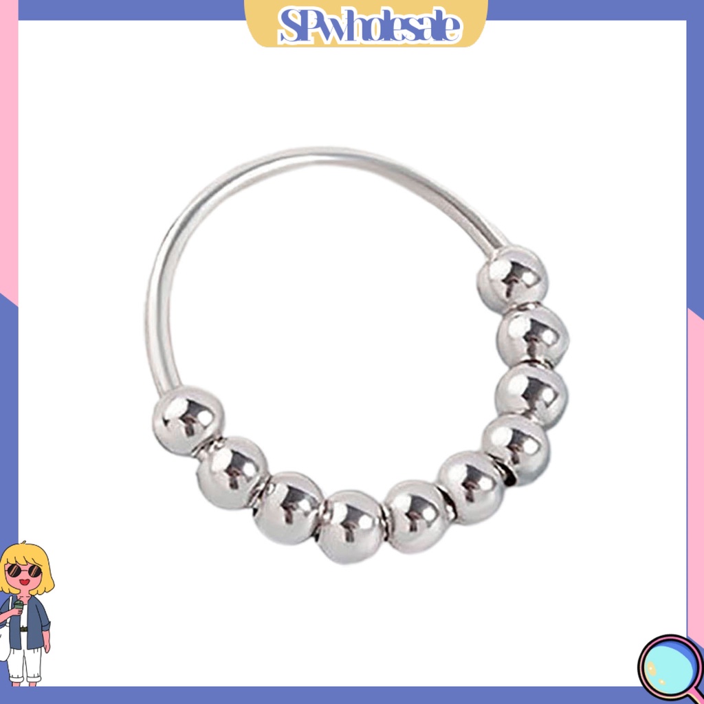 <SPwholesale> Nhẫn Hợp Kim Xoay Tròn Màu Trơn Giảm Căng Thẳng Cá Tính Unisex