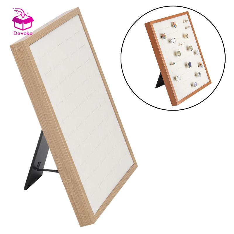 Giá đỡ trưng bày trang sức/ nhẫn Devoko bằng tre màu be trang trí cho bàn/ ngăn kéo cho nữ