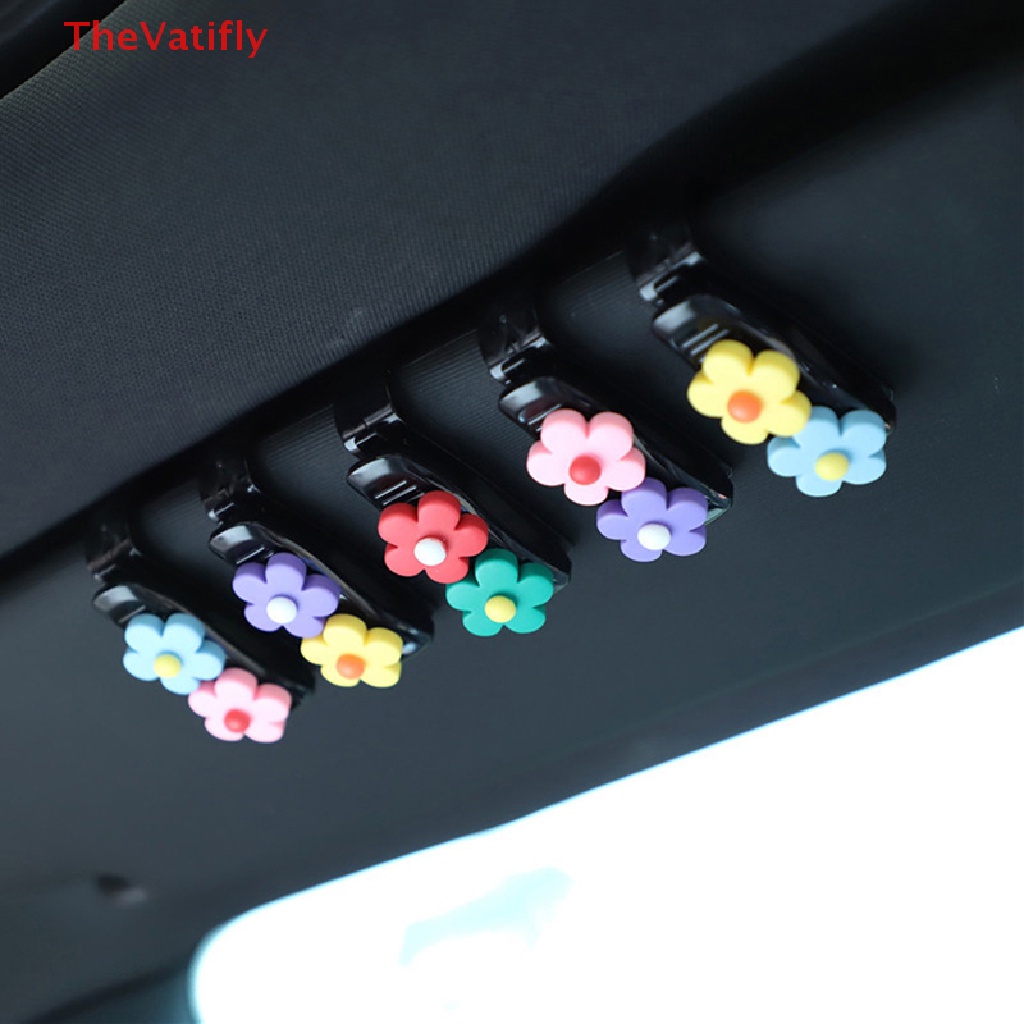 1 Kẹp Giữ Thẻ Gắn Kính Chống Nắng Xe Hơi Hình Hoa Đáng Yêu Sáng Tạo