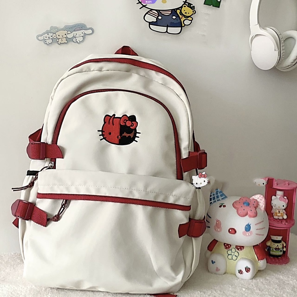 Ba Lô Đựng Laptop / Đi Học / Du Lịch Sức Chứa Lớn Màu Đen Họa Tiết Hoạt Hình Sanrio Hello Kitty Kuromi Phong Cách Nhật Bản Cho Nữ Y2k