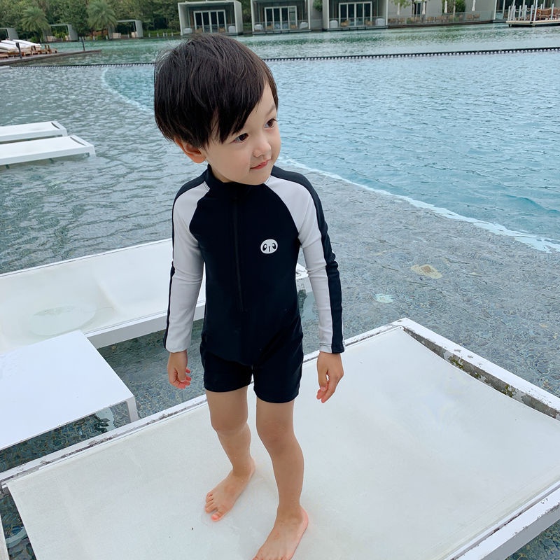 Bộ Đồ Bơi Một Mảnh Tay Dài Chống Nắng Nhanh Khô Thời Trang Cho Bé Trai
