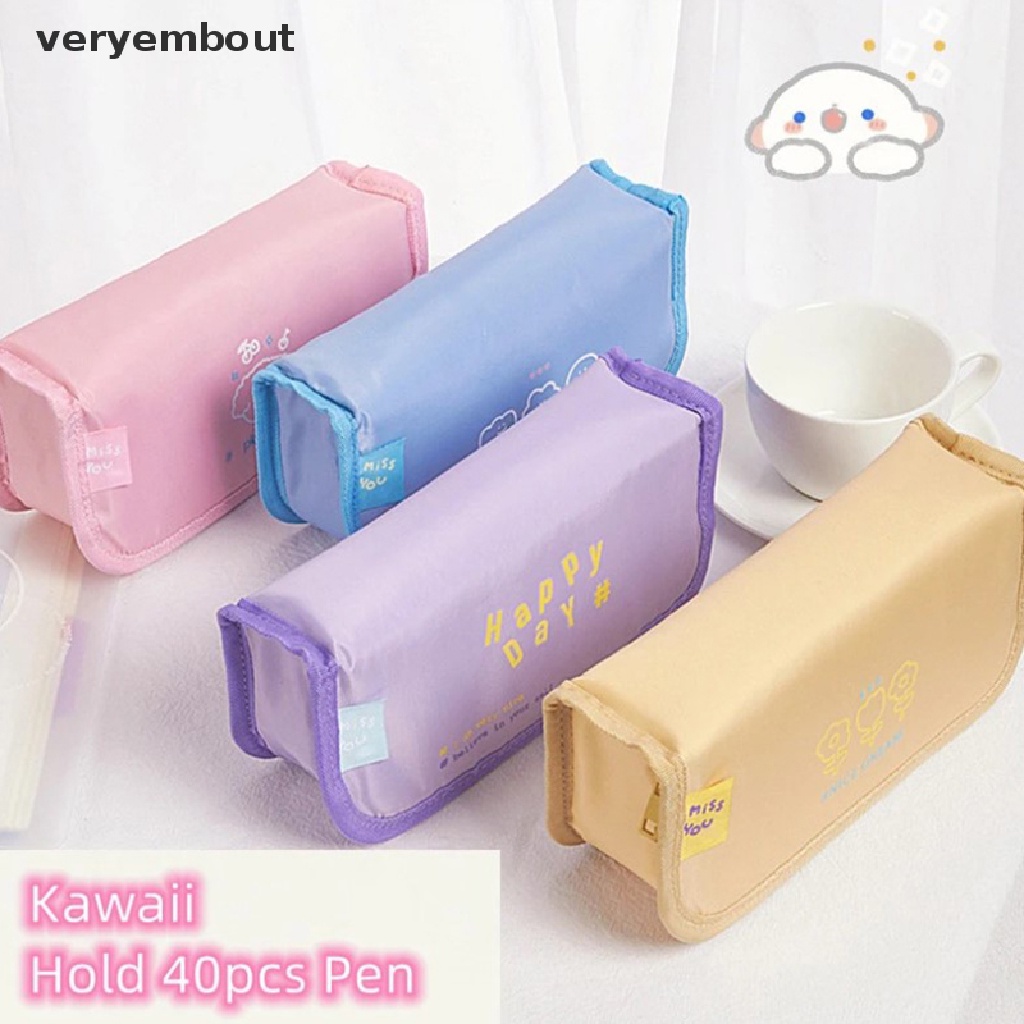 Túi Đựng Bút Bằng Vải Sức Chứa Lớn In Hình Hoạt Hình Dễ Thương Phong Cách Hàn Quốc