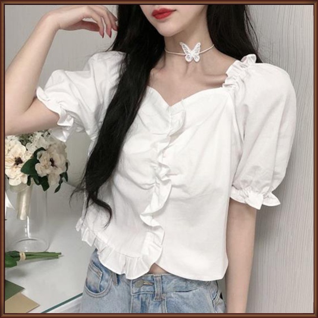 Áo Thun Tay Ngắn Cổ Vuông Màu Sắc Thanh Lịch Dành Cho Nữ