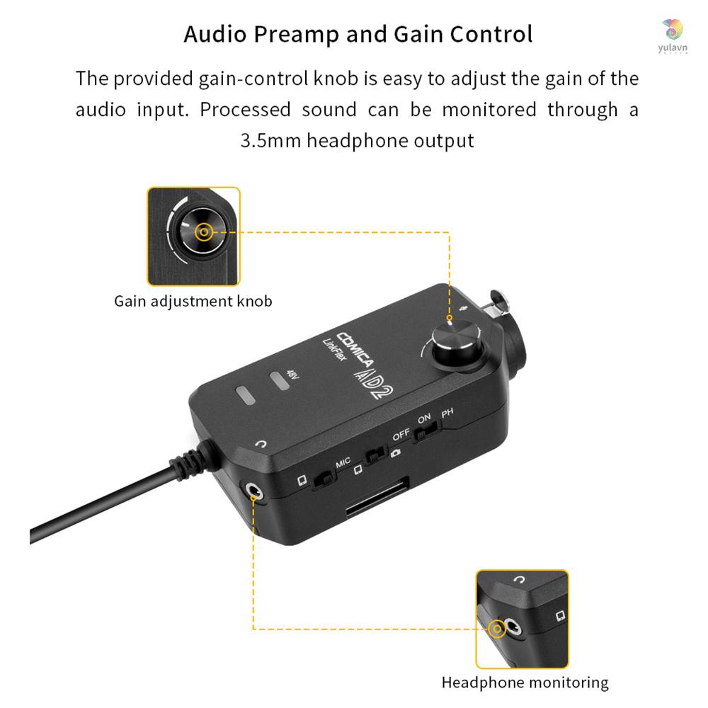 Bộ Chuyển Đổi Khuếch Đại Âm Thanh Micro AD2 XLR / 6.35mm-3.5mm Chuyên Dụng Cho Điện Thoại / Máy Ảnh